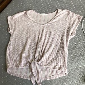 Purple and white semi-cropped short sleeve tshirt